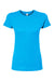Tultex 213 Womens Fine Jersey Slim Fit Short Sleeve Crewneck T-Shirt Turquoise Blue Flat Front