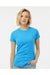 Tultex 213 Womens Fine Jersey Slim Fit Short Sleeve Crewneck T-Shirt Turquoise Blue Model Front