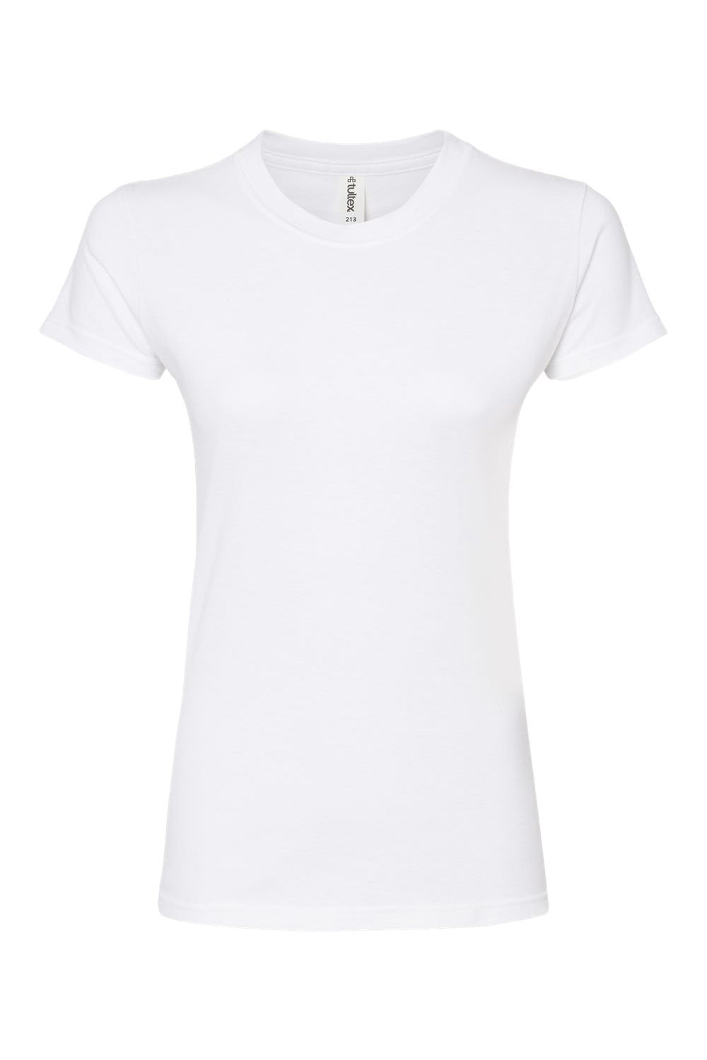 Tultex 213 Womens Fine Jersey Slim Fit Short Sleeve Crewneck T-Shirt White Flat Front