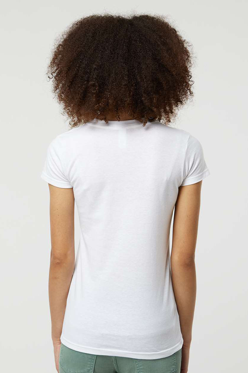 Tultex 213 Womens Fine Jersey Slim Fit Short Sleeve Crewneck T-Shirt White Model Back