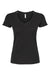 Tultex 214 Womens Fine Jersey Short Sleeve V-Neck T-Shirt Black Flat Front