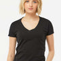 Tultex Womens Fine Jersey Short Sleeve V-Neck T-Shirt - Black