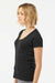 Tultex 214 Womens Fine Jersey Short Sleeve V-Neck T-Shirt Black Model Side