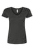 Tultex 214 Womens Fine Jersey Short Sleeve V-Neck T-Shirt Charcoal Grey Flat Front