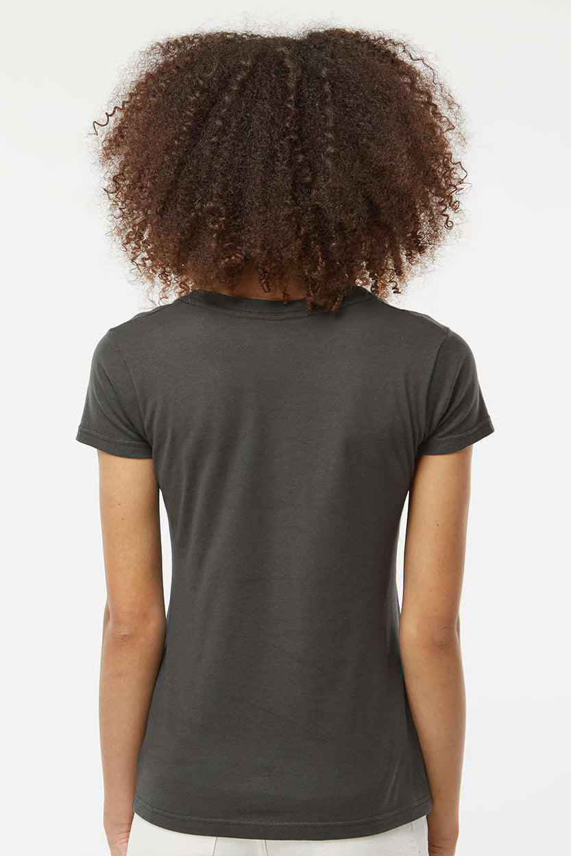Tultex 214 Womens Fine Jersey Short Sleeve V-Neck T-Shirt Charcoal Grey Model Back
