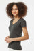 Tultex 214 Womens Fine Jersey Short Sleeve V-Neck T-Shirt Charcoal Grey Model Side