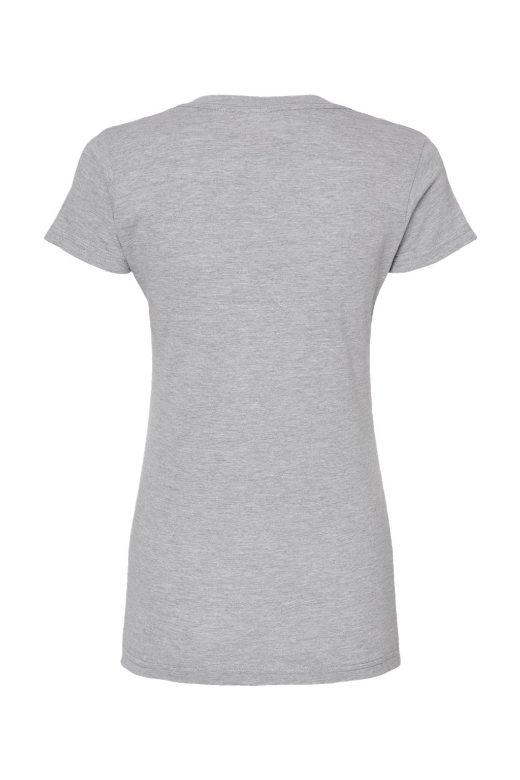 Tultex 214 Womens Fine Jersey Short Sleeve V-Neck T-Shirt Heather Grey Flat Back