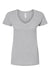 Tultex 214 Womens Fine Jersey Short Sleeve V-Neck T-Shirt Heather Grey Flat Front
