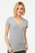 Tultex 214 Womens Fine Jersey Short Sleeve V-Neck T-Shirt Heather Grey Model Front