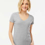 Tultex Womens Fine Jersey Short Sleeve V-Neck T-Shirt - Heather Grey - NEW