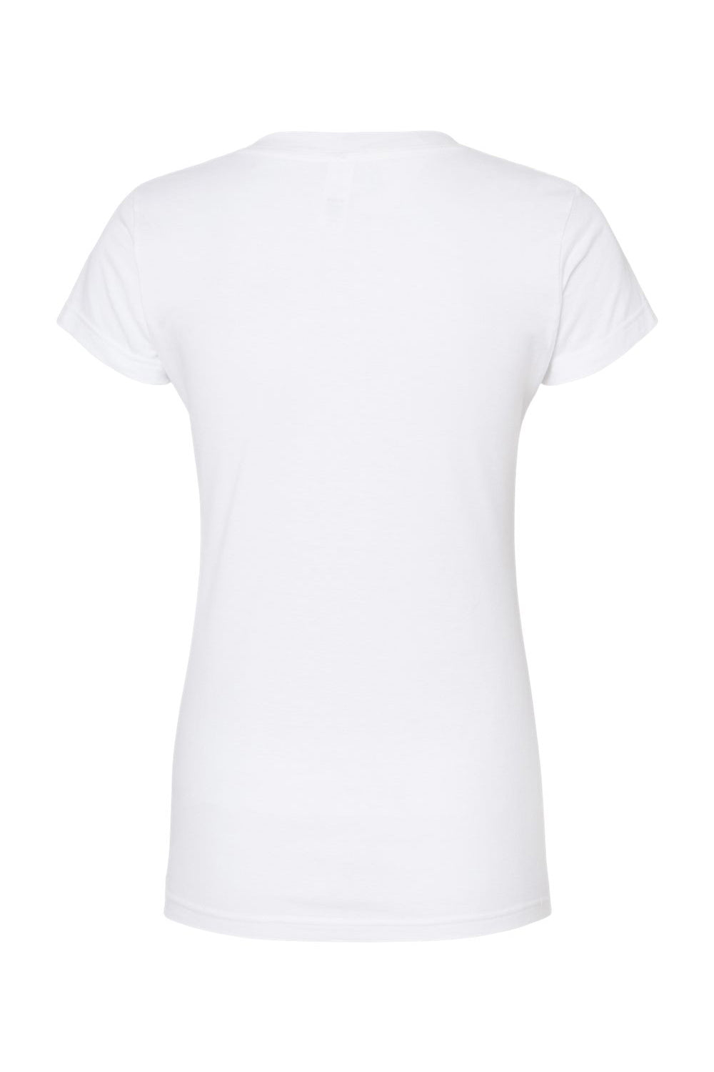 Tultex 214 Womens Fine Jersey Short Sleeve V-Neck T-Shirt White Flat Back