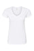 Tultex 214 Womens Fine Jersey Short Sleeve V-Neck T-Shirt White Flat Front