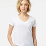 Tultex Womens Fine Jersey Short Sleeve V-Neck T-Shirt - White - NEW