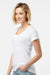 Tultex 214 Womens Fine Jersey Short Sleeve V-Neck T-Shirt White Model Side
