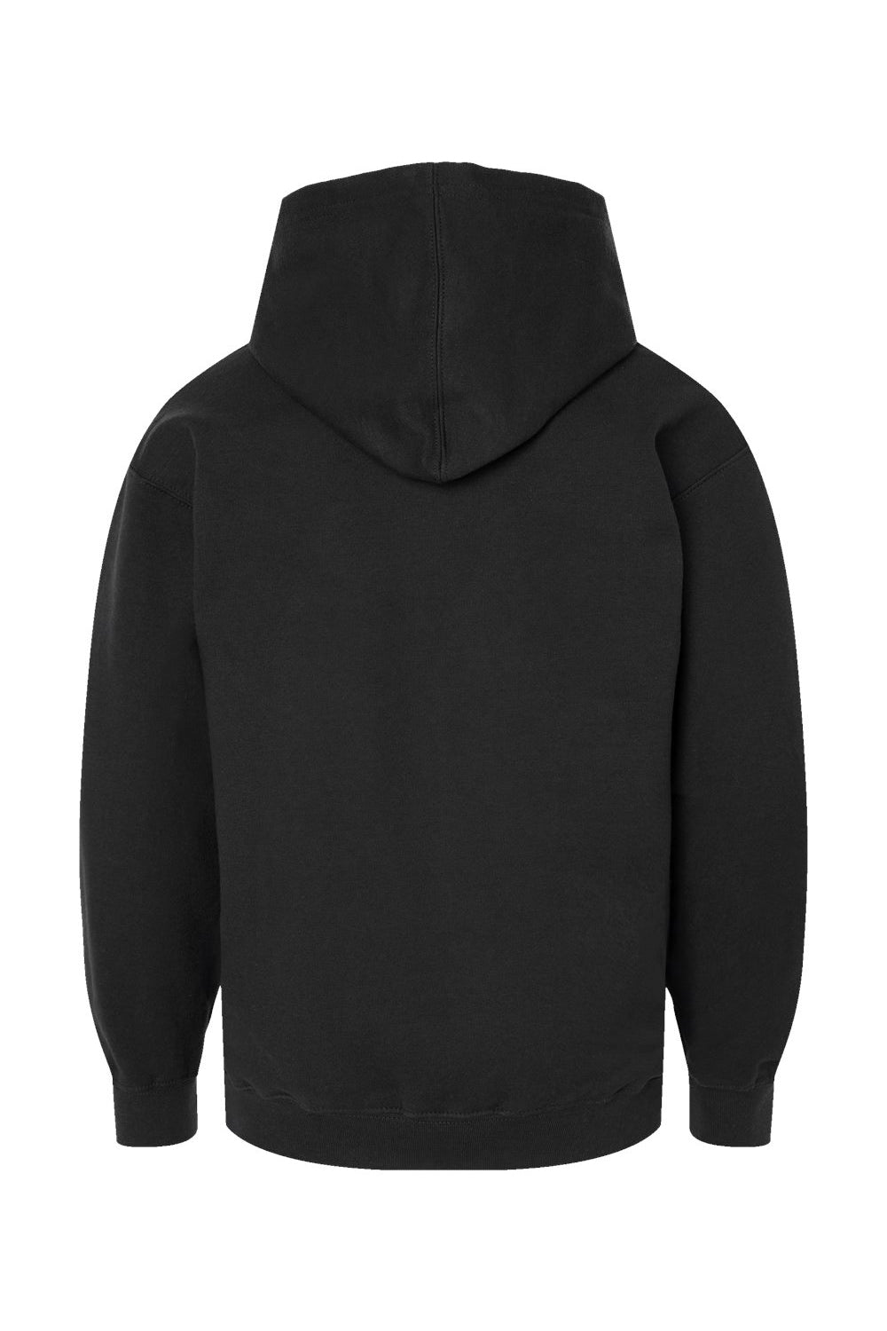 Tultex 320Y Youth Hooded Sweatshirt Hoodie w/ Pouch Pocket Black Flat Back