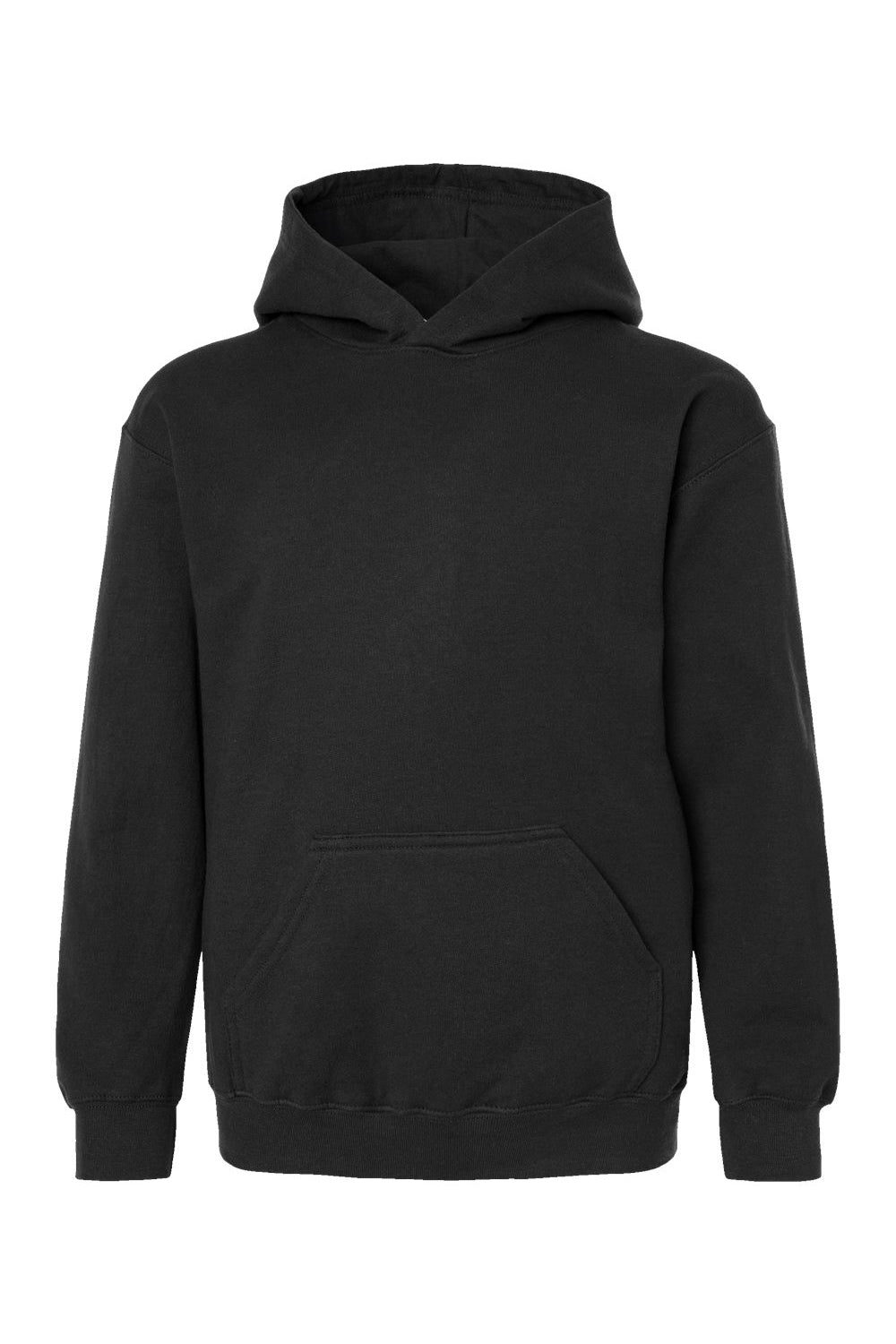 Tultex 320Y Youth Hooded Sweatshirt Hoodie w/ Pouch Pocket Black Flat Front