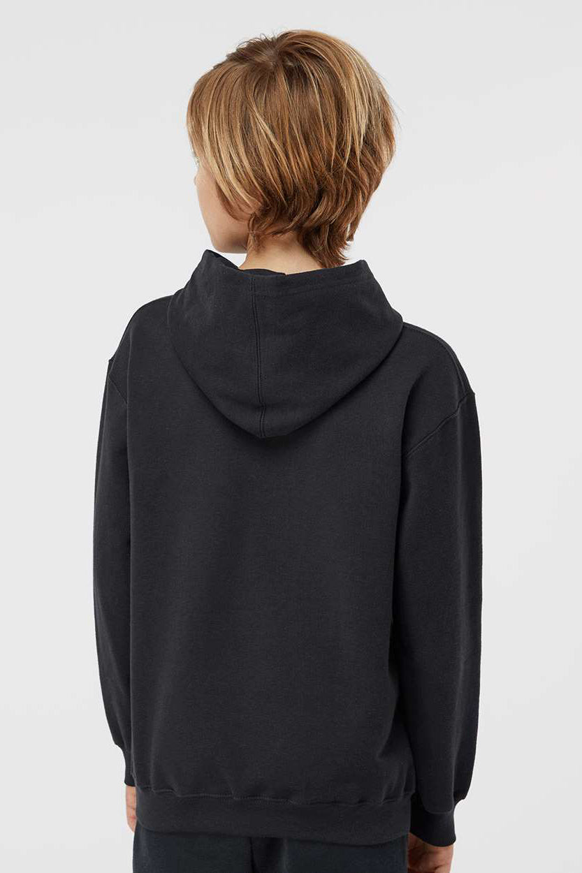 Tultex 320Y Youth Hooded Sweatshirt Hoodie w/ Pouch Pocket Black Model Back