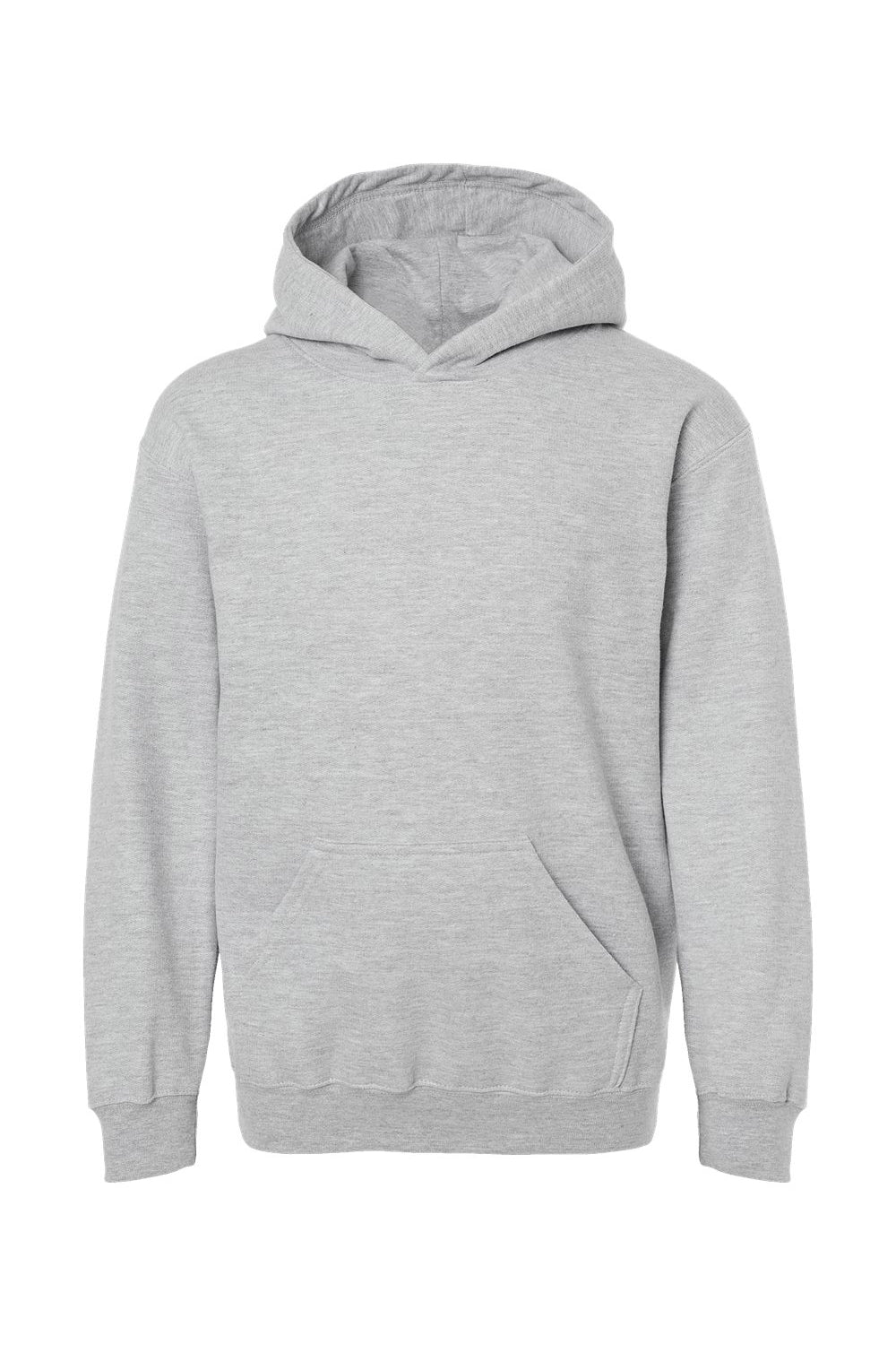 Tultex 320Y Youth Hooded Sweatshirt Hoodie w/ Pouch Pocket Heather Grey Flat Front