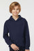 Tultex 320Y Youth Hooded Sweatshirt Hoodie w/ Pouch Pocket Navy Blue Model Front