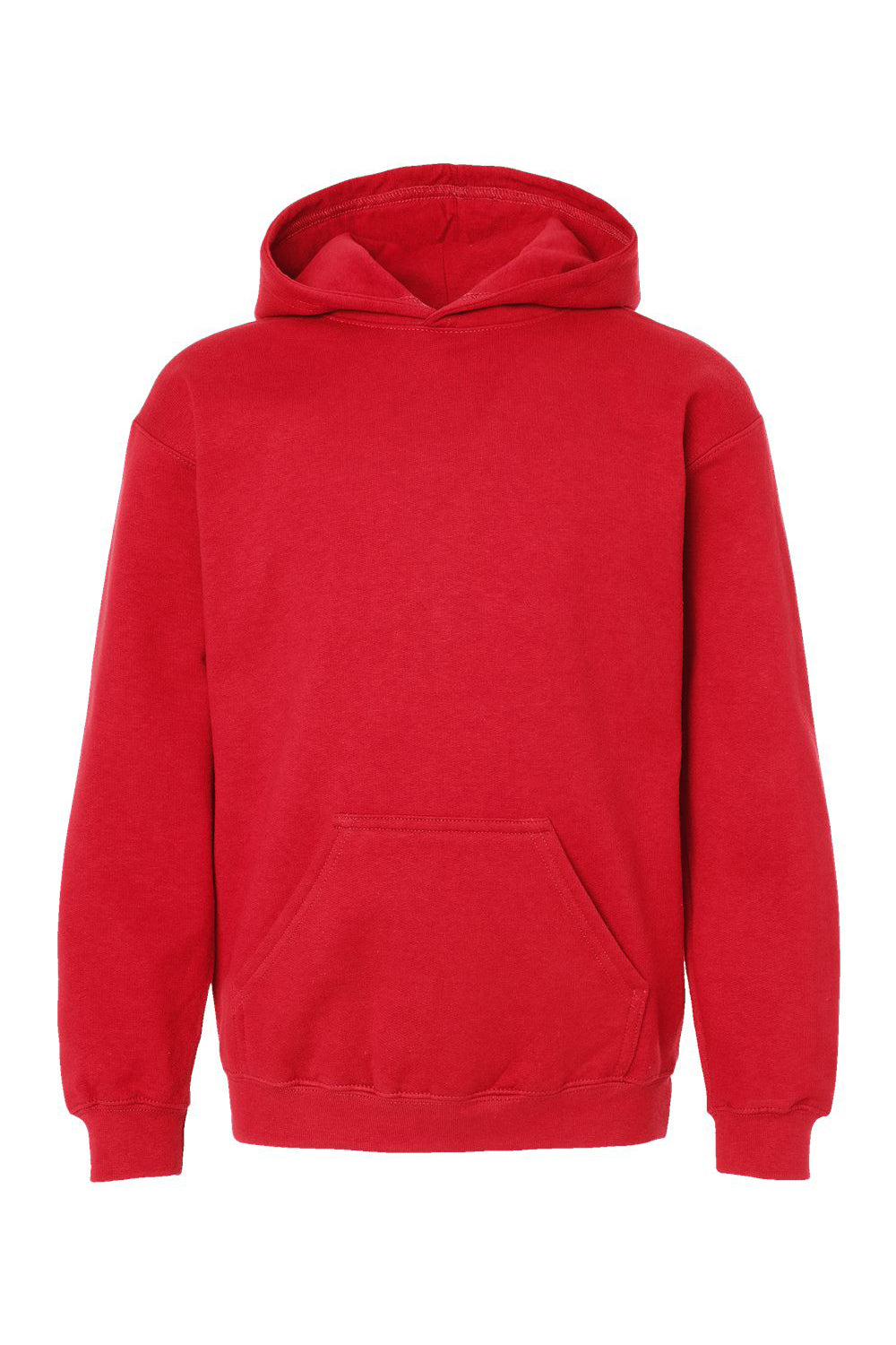 Tultex 320Y Youth Hooded Sweatshirt Hoodie w/ Pouch Pocket Red Flat Front