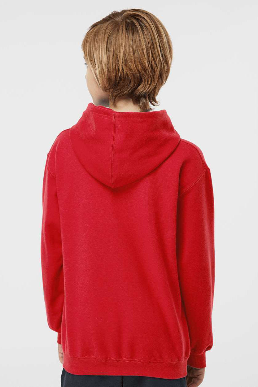 Tultex 320Y Youth Hooded Sweatshirt Hoodie w/ Pouch Pocket Red Model Back
