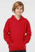 Tultex 320Y Youth Hooded Sweatshirt Hoodie w/ Pouch Pocket Red Model Front