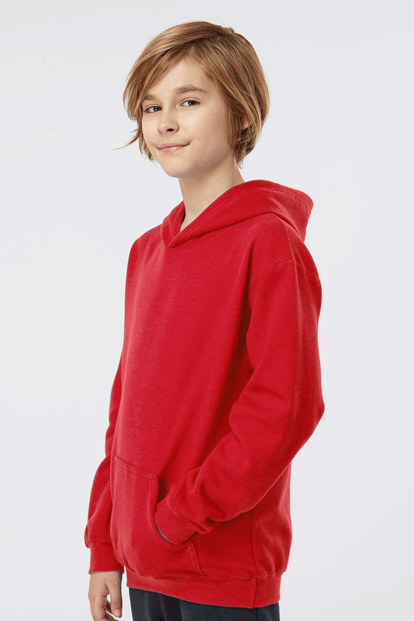 Tultex 320Y Youth Hooded Sweatshirt Hoodie w/ Pouch Pocket Red Model Side