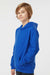 Tultex 320Y Youth Hooded Sweatshirt Hoodie w/ Pouch Pocket Royal Blue Model Side