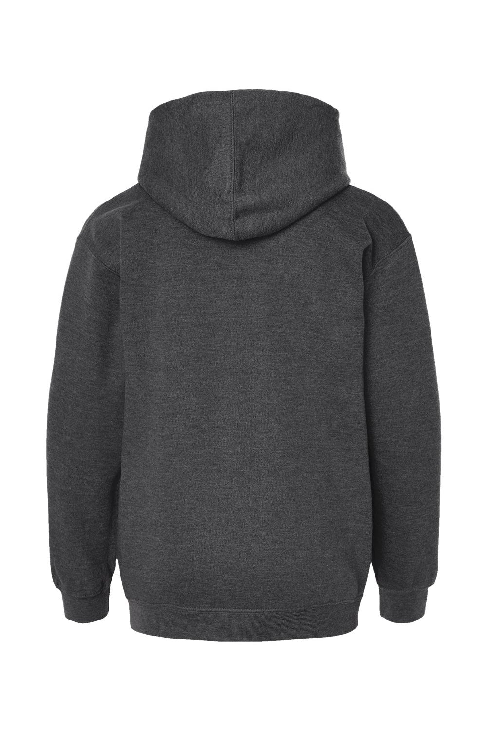 Tultex 320Y Youth Hooded Sweatshirt Hoodie w/ Pouch Pocket Heather Charcoal Grey Flat Back