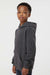 Tultex 320Y Youth Hooded Sweatshirt Hoodie w/ Pouch Pocket Heather Charcoal Grey Model Side