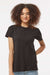 Tultex 216 Womens Fine Jersey Classic Fit Short Sleeve Crewneck T-Shirt Black Model Front