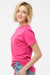 Tultex 216 Womens Fine Jersey Classic Fit Short Sleeve Crewneck T-Shirt Fuchsia Pink Model Side