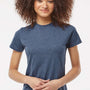 Tultex Womens Fine Jersey Classic Fit Short Sleeve Crewneck T-Shirt - Heather Denim Blue - Closeout