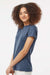 Tultex 216 Womens Fine Jersey Classic Fit Short Sleeve Crewneck T-Shirt Heather Denim Blue Model Side