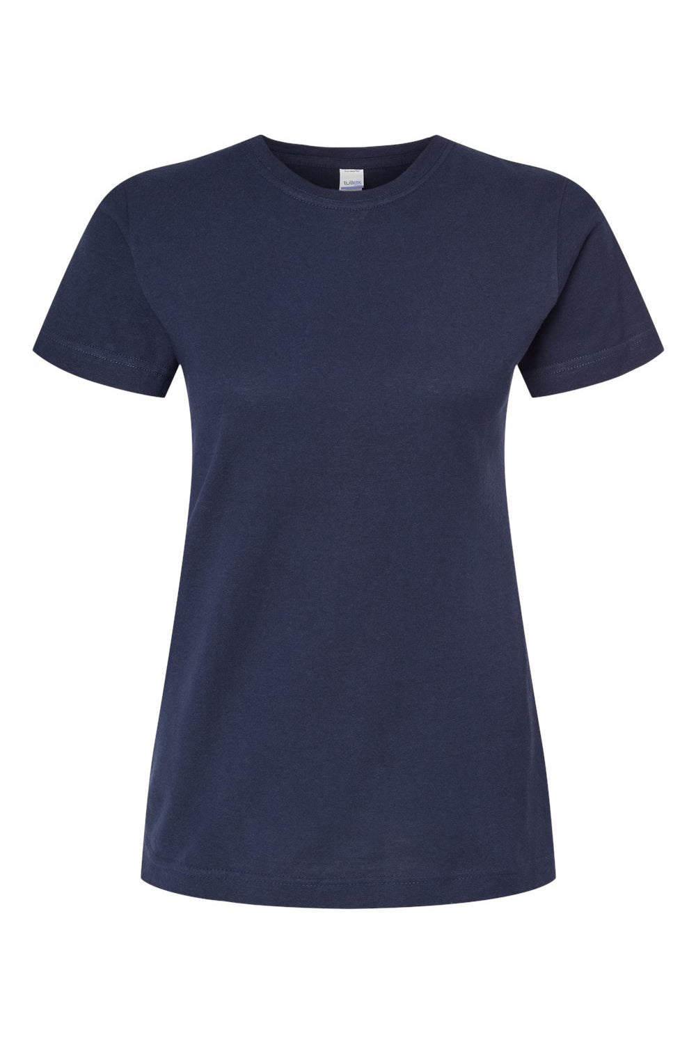 Tultex 216 Womens Fine Jersey Classic Fit Short Sleeve Crewneck T-Shirt Navy Blue Flat Front