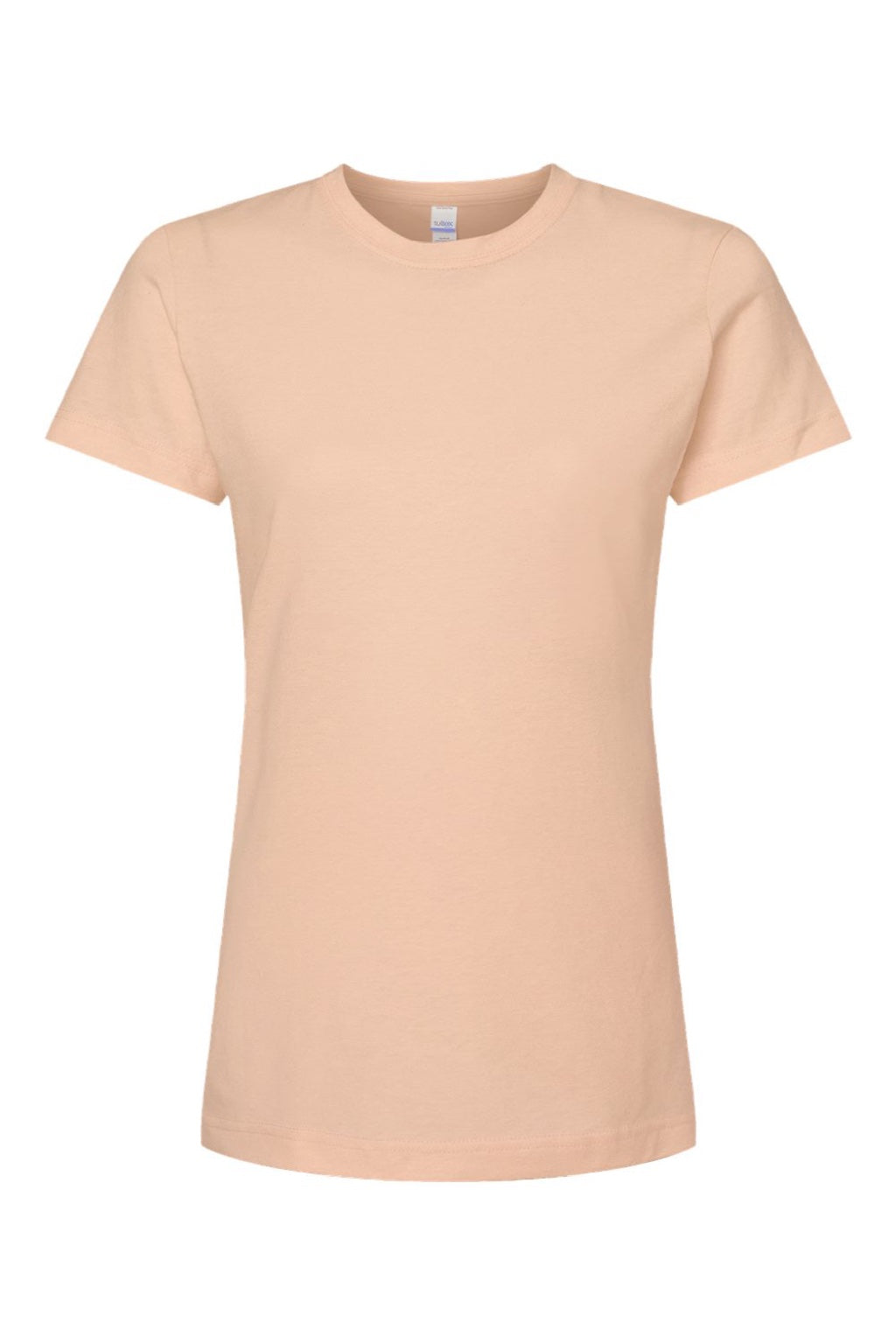 Tultex 216 Womens Fine Jersey Classic Fit Short Sleeve Crewneck T-Shirt Peach Flat Front