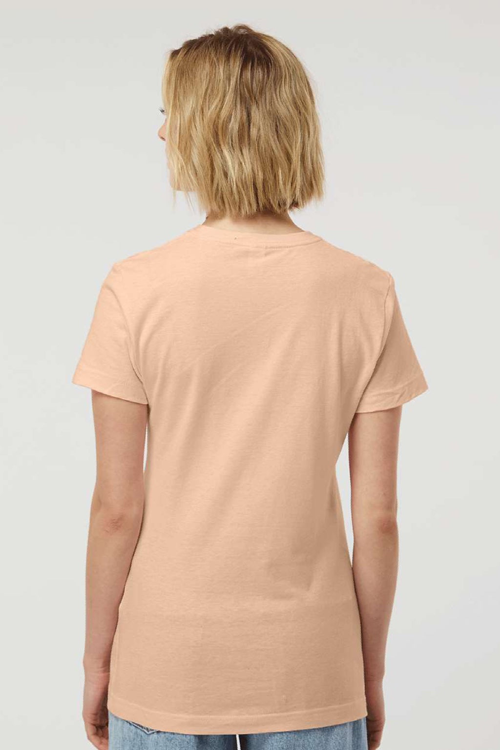 Tultex 216 Womens Fine Jersey Classic Fit Short Sleeve Crewneck T-Shirt Peach Model Back