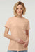 Tultex 216 Womens Fine Jersey Classic Fit Short Sleeve Crewneck T-Shirt Peach Model Front