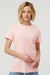 Tultex 216 Womens Fine Jersey Classic Fit Short Sleeve Crewneck T-Shirt Pink Model Front