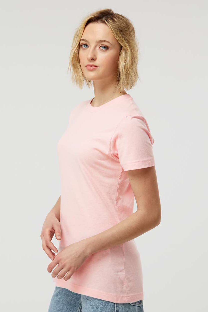 Tultex 216 Womens Fine Jersey Classic Fit Short Sleeve Crewneck T-Shirt Pink Model Side