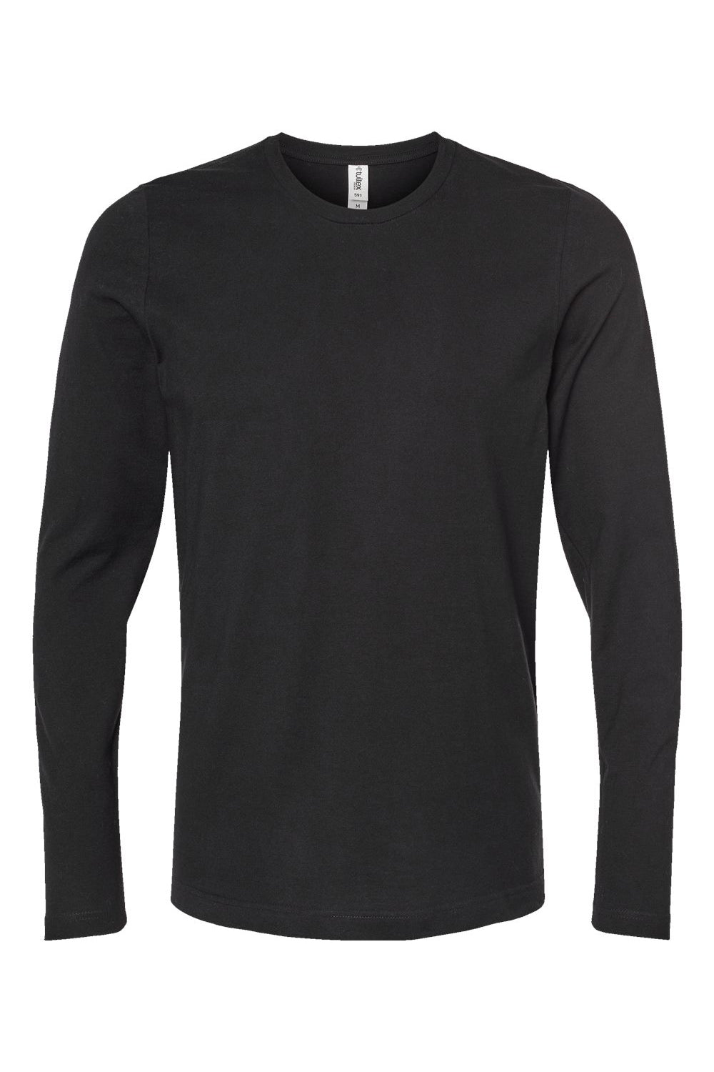 Tultex 591 Mens Premium Long Sleeve Crewneck T-Shirt Black Flat Front
