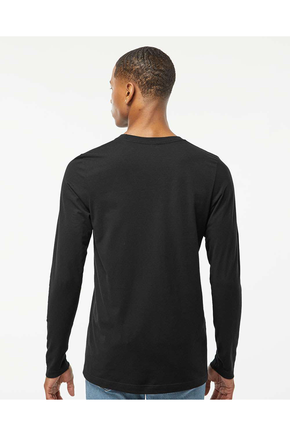 Tultex 591 Mens Premium Long Sleeve Crewneck T-Shirt Black Model Back