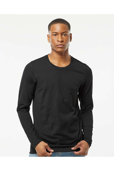 Tultex 591 Mens Premium Long Sleeve Crewneck T-Shirt Black Model Front