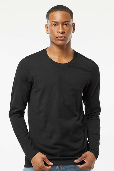 Tultex 591 Mens Premium Long Sleeve Crewneck T-Shirt Black Model Front