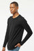 Tultex 591 Mens Premium Long Sleeve Crewneck T-Shirt Black Model Side