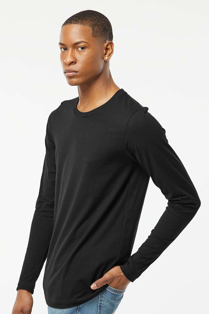 Tultex 591 Mens Premium Long Sleeve Crewneck T-Shirt Black Model Side