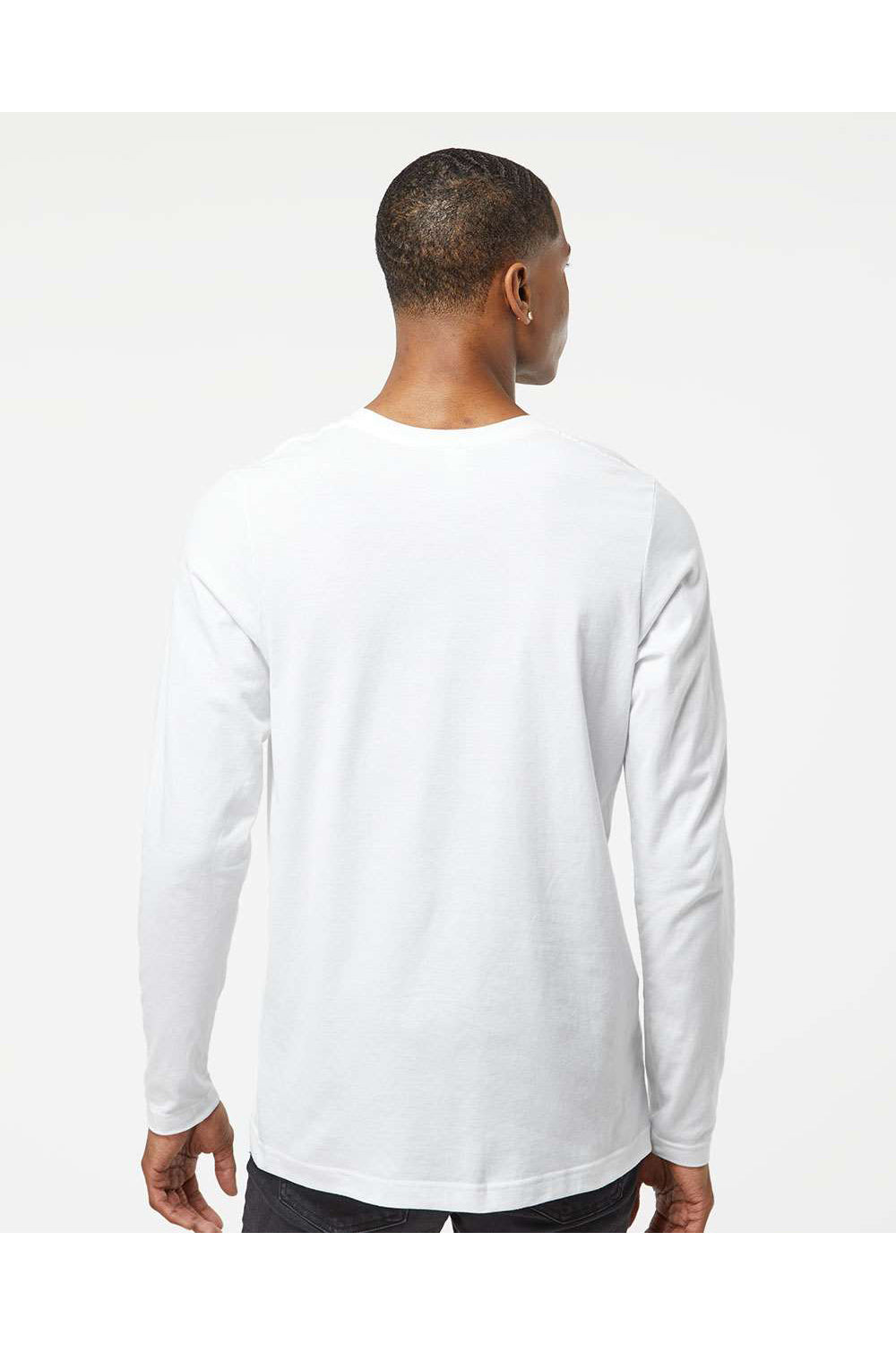 Tultex 591 Mens Premium Long Sleeve Crewneck T-Shirt White Model Back