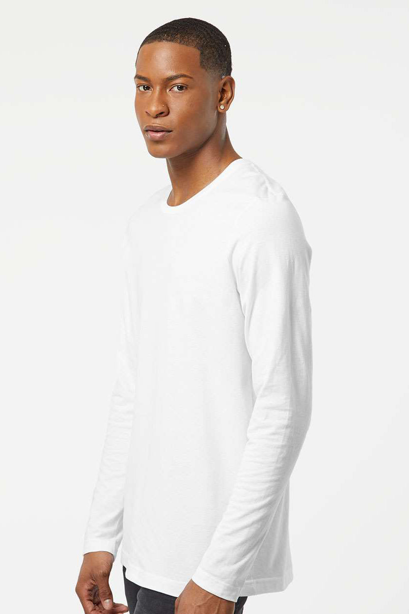 Tultex 591 Mens Premium Long Sleeve Crewneck T-Shirt White Model Side
