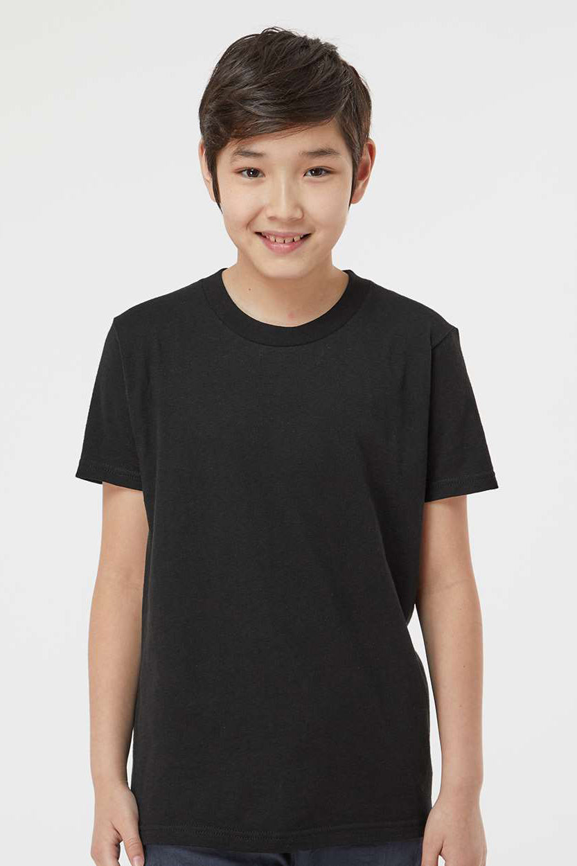 Tultex 235 Youth Fine Jersey Short Sleeve Crewneck T-Shirt Black Model Front