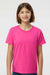 Tultex 235 Youth Fine Jersey Short Sleeve Crewneck T-Shirt Fuchsia Pink Model Front